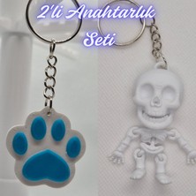 3D Atölye Maker  Açık Mavi Kedi Patisi ve Beyaz Esnek Yunus Anahtarlık