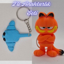 3D Atölye Maker  Açık Mavi Esnek Vatoz ve Garfield Anahtarlık