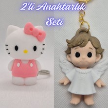 3D Atölye Maker  Beyaz Hello Kitty ve Kanatlı Masal Çocuk Anahtarlık