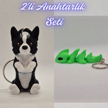 3D Atölye Maker  Siyah Border Esnek Köpek ve Yeşil Esnek Ejder Anahtarlık