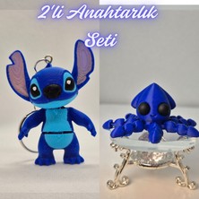 3D Atölye Maker  Mavi Esnek Stitch ve Mavi Kalamar Anahtarlık
