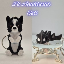 3D Atölye Maker  Siyah Border Esnek Köpek ve Siyah Esnek Ejder Anahtarlık