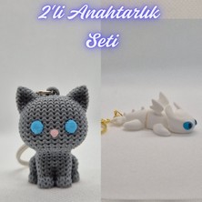 3D Atölye Maker  Gümüş Örgü Desenli Kedi ve Beyaz Ejderhanı Nasıl Eğitirsin Ejderha Anahtarlık
