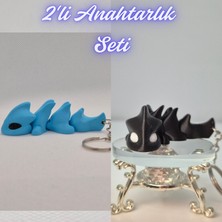 3D Atölye Maker  Açık Mavi Esnek Ejder ve Siyah Esnek Ejder Anahtarlık