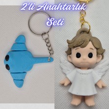 3D Atölye Maker  Açık Mavi Esnek Vatoz ve Kanatlı Masal Çocuk Anahtarlık