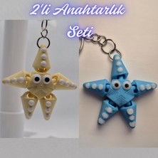 3D Atölye Maker  Açık Sarı Hareketli Deniz Yıldızı ve Açık Mavi Hareketli Deniz Yıldızı Anahtarlık