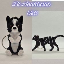 3D Atölye Maker  Siyah Border Esnek Köpek ve Siyah Esnek Kedi Anahtarlık