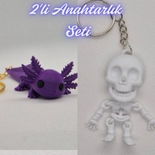 3D Atölye Maker  Mor Esnek Büyük Axolot ve Beyaz Esnek Yunus Anahtarlık