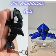 3D Atölye Maker  Siyah Esnek Balina ve Mavi Kalamar Anahtarlık
