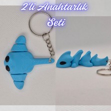 3D Atölye Maker  Açık Mavi Esnek Vatoz ve Açık Mavi Esnek Ejder Anahtarlık