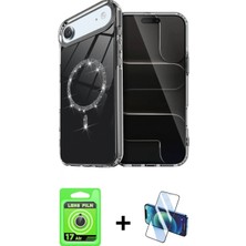 Marsilyan™- iPhone 17 Air Kılıf Kıvılcım Form Prime - Siyah 3D Antistatik Cam Ekran Koruyucu + Raze Metal Kamera Lens - Gs