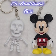 3D Atölye Maker  Beyaz Esnek Yunus ve Esnek Mickey Mouse Anahtarlık