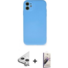 Marsilyan™- iPhone 11 Kılıf Ahenk Serisi - Siyah Bilvis 3D Mat Cam Ekran Koruyucu + Raze Metal Kamera Lens - Gs