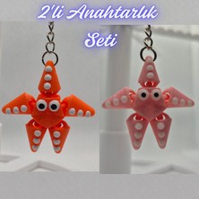 3D Atölye Maker  Turuncu Hareketli Deniz Yıldızı ve Pembe Hareketli Deniz Yıldızı Anahtarlık