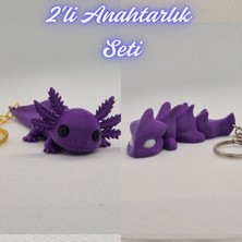 3D Atölye Maker  Mor Esnek Büyük Axolot ve Mor Esnek Ejder Anahtarlık
