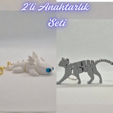 3D Atölye Maker  Beyaz Ejderhanı Nasıl Eğitirsin Ejderha ve Gümüş Esnek Kedi Anahtarlık