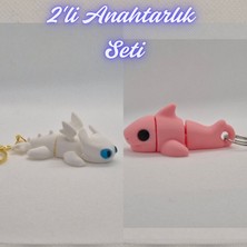 3D Atölye Maker  Beyaz Ejderhanı Nasıl Eğitirsin Ejderha ve Açık Pembe Esnek Köpek Balığı Anahtarlık