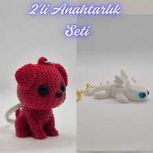 3D Atölye Maker  Kırmızı Örgü Desenli Köpek ve Beyaz Ejderhanı Nasıl Eğitirsin Ejderha Anahtarlık