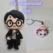 3D Atölye Maker  Harry Potter Anahatarlık ve Açık Pembe Esnek Axolot Anahtarlık