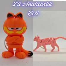 3D Atölye Maker  Garfield ve Açık Pembe Esnek Kedi Anahtarlık