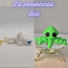 3D Atölye Maker  Beyaz Ejderhanı Nasıl Eğitirsin Ejderha ve Açık Yeşil Kalamar Anahtarlık