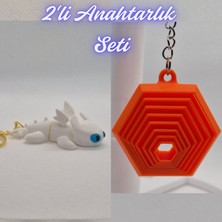 3D Atölye Maker  Beyaz Ejderhanı Nasıl Eğitirsin Ejderha ve Turuncu Hareketli Altıgen Anahtarlık