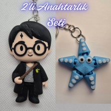 3D Atölye Maker  Harry Potter Anahatarlık ve Açık Mavi Hareketli Deniz Yıldızı Anahtarlık