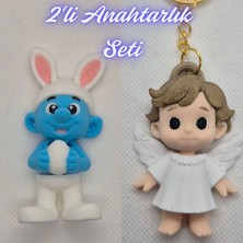 3D Atölye Maker  Şirinler ve Kanatlı Masal Çocuk Anahtarlık