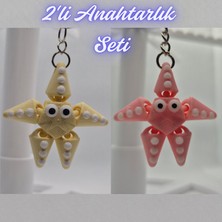 3D Atölye Maker  Açık Sarı Hareketli Deniz Yıldızı ve Pembe Hareketli Deniz Yıldızı Anahtarlık