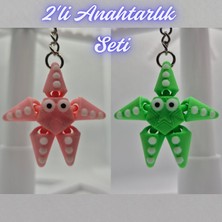 3D Atölye Maker  Pembe Hareketli Deniz Yıldızı ve Yeşil Hareketli Deniz Yıldızı Anahtarlık