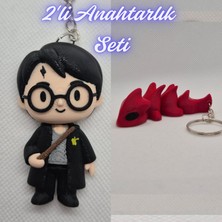 3D Atölye Maker  Harry Potter Anahatarlık ve Kırmızı Esnek Ejder Anahtarlık