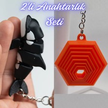 3D Atölye Maker  Siyah Esnek Balina ve Turuncu Hareketli Altıgen Anahtarlık