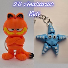 3D Atölye Maker  Garfield ve Açık Mavi Hareketli Deniz Yıldızı Anahtarlık