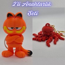 3D Atölye Maker  Garfield ve Pembe Ahtapot  Anahtarlık