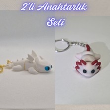 3D Atölye Maker  Beyaz Ejderhanı Nasıl Eğitirsin Ejderha ve Açık Pembe Esnek Axolot Anahtarlık