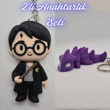3D Atölye Maker  Harry Potter Anahatarlık ve Mor Esnek Ejder Anahtarlık