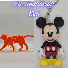 3D Atölye Maker  Turuncu Esnek Kedi ve Esnek Mickey Mouse Anahtarlık