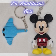 3D Atölye Maker  Açık Mavi Esnek Vatoz ve Esnek Mickey Mouse Anahtarlık