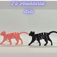 3D Atölye Maker  Açık Pembe Esnek Kedi ve Siyah Esnek Kedi Anahtarlık