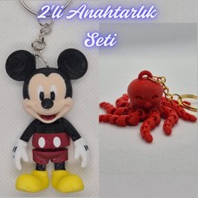 3D Atölye Maker  Esnek Mickey Mouse ve Pembe Ahtapot  Anahtarlık