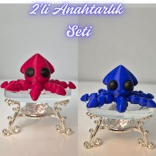 3D Atölye Maker  Kırmızı Kalamar ve Mavi Kalamar Anahtarlık