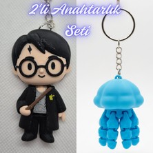 3D Atölye Maker  Harry Potter Anahatarlık ve Açık Mavi Hareketli Deniz Anası Anahtarlık