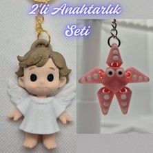 3D Atölye Maker  Kanatlı Masal Çocuk ve Pembe Hareketli Deniz Yıldızı Anahtarlık