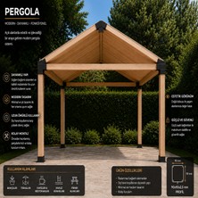 Benline Wood 10 Parça Çatılı Pergola Bağlantı Seti – 90X90X2,5 mm 85X85 Iç Ölçü Profil Uyumlu Çatı, Köşe ve Zemin Bağlantı Aparatları. Çatı açısı 25 derecedir..