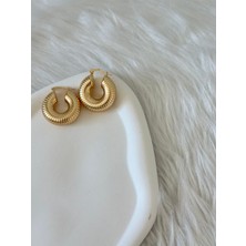 Revoia Gold Kalın Halka Küpe