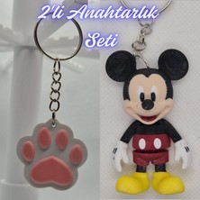 3D Atölye Maker  Açık Pembe Kedi Patisi ve Esnek Mickey Mouse Anahtarlık