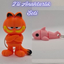 3D Atölye Maker  Garfield ve Açık Pembe Esnek Köpek Balığı Anahtarlık