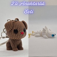3D Atölye Maker  Koyu Kahverengi Örgü Desenli Köpek ve Beyaz Ejderhanı Nasıl Eğitirsin Ejderha Anahtarlık