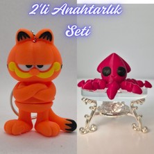 3D Atölye Maker  Garfield ve Kırmızı Kalamar Anahtarlık