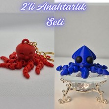 3D Atölye Maker  Pembe Ahtapot  ve Mavi Kalamar Anahtarlık